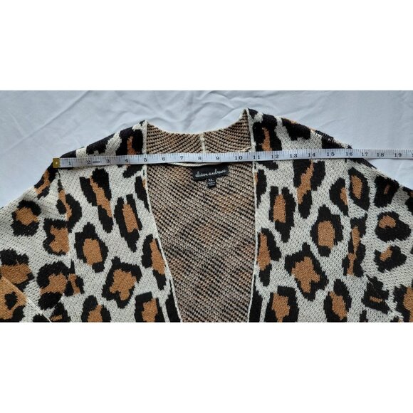 Alison Andrews Animal Print Cardigan XL Open Front Knit Coatigan Pockets Boho - Picture 8 of 11